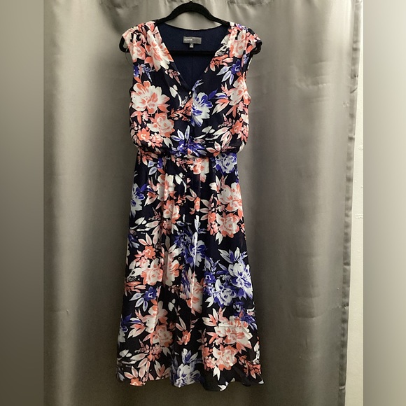 Donna Ricco New York flower printed midi dress size 2 - Picture 1 of 3